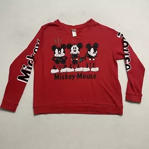 VINTAGE Disney Mickey Mouse Sleepwear Pullover Women Size 2XL Red Logo Fleece - Picture 1 of 6