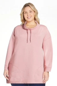 Time and Tru Women’s Cowl Neck Tunic Sweatshirt, Dusty Rose XXXL(22) - Picture 1 of 6