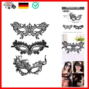 3pcs Venezianische Maske Damen,Maskenball Kostüm Schwarz Masken Augen,Karneva... - Bild 1 von 7