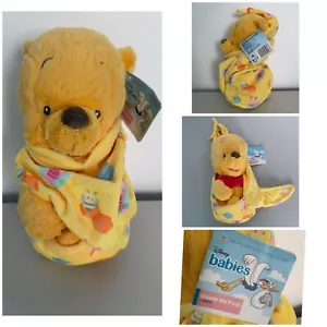 Disney Babies Winnie The Pooh Plush Stuffed Doll Yellow Blanket 10” Disney Store - Picture 1 of 17