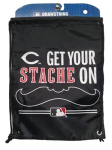 CINCINNATI REDS get your Stache on DRAWSTRING BACKPACK LAUNDRY BAG CAMP BEACH - Picture 1 of 2
