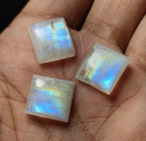 1 Pcs 13MM AAA+ Quality Natural Rainbow Moonstone Square Cabochon Gemstones | - Picture 1 of 3