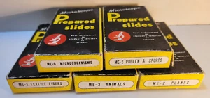 Vintage MICROSCOPE PREPARED SLIDES~5 boxes ME1,2,3,5,8~Made in Japan - Picture 1 of 4
