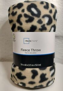 Mainstay Fleece Blanket 50"x 60" Soft Lightweight Leopard Cheetah Print NEW