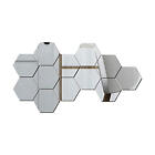12pcs Hexagon Mirror Tiles Wall Stickers Self-adhesive Stick On Art Decal
