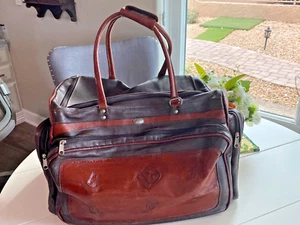 Large Hand Tooled American West Leather Travel Tote/Duffle Bag 20 x 13 x 14 - Picture 1 of 16