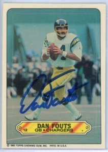 Dan Fouts Signed Auto 1983 Topps Sticker Card San Diego Chargers NFL HOF Oregon - Picture 1 of 1