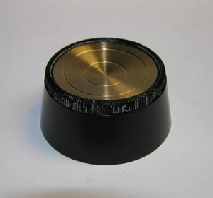 Vintage / Antique Tube Radio Large Plaskon Knob Black w/ Brass Center - Picture 1 of 5