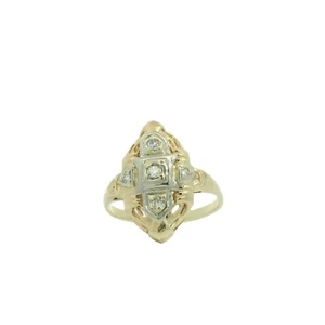 Vintage Two-Tone Gold Diamond Shield Ring Size 7 - Bild 1 von 6