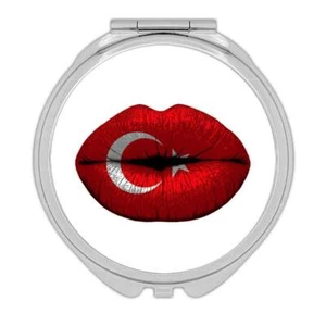 Gift Compact Mirror : Lips Turkish Flag Turkey Expat Country For Her Woman - Picture 1 of 3