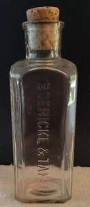 Vintage7.5 inch Embossed BOERICKE & TAFEL NEW YORK APOTHECARY BOTTLE CORK TOP - Picture 1 of 4