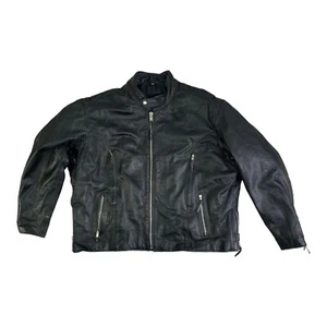 Chaqueta de motocicleta Hudson pesada de cuero negro cafe racer para hombre 58 delineador con cremallera - Imagen 1 de 8