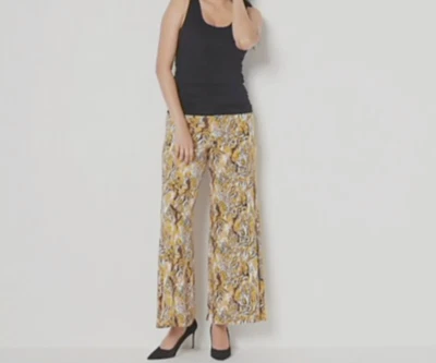 Pantalones Palazzo Mujer Con Control Petites XL XLP Dorado Leopardo Cebra Pierna Ancha Foto 1 de 4