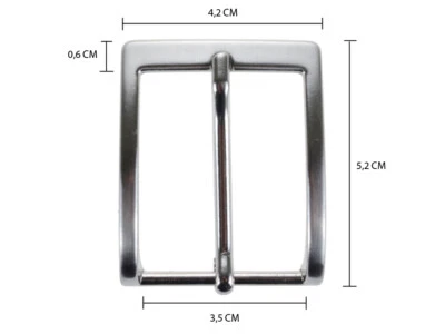 Fibbia Anallergica Per Cinture Uomo Donna Altezza 3,5 cm Argento - Immagine 1 di 2