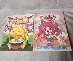 Ramen Animals & Chibi Anime Coloring Books Kawaii Animal Pages for Adults & Kids - Picture 1 of 4