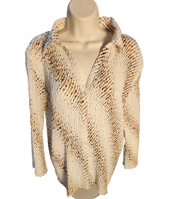 E C Designs女式XL透明多色打褶纽扣上衣 — 第 1/4 张图片