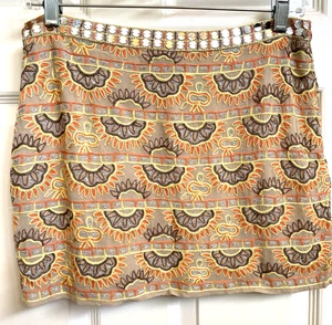 Minigonna CHAN LUU arancione giallo con paillettes ricamate taglia S/M tema indiano - Foto 1 di 3