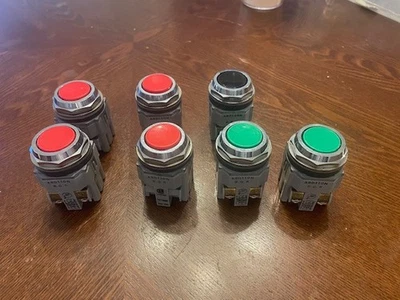 Idec ABD110N Switch - Complete with Contact Block - Red, 2x Green, Black. 120V - Image 1 of 2