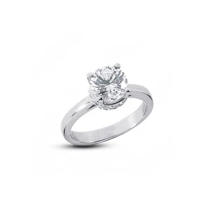 1.80ct D-SI1 Round Natural Certified Diamonds 18k Gold Classic Engagement Ring - Picture 1 of 3