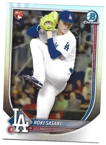 2025 Bowman Chrome #12 Roki Sasaki RC Red Rookie Logo Los Angeles Dodgers - Bild 1 von 2