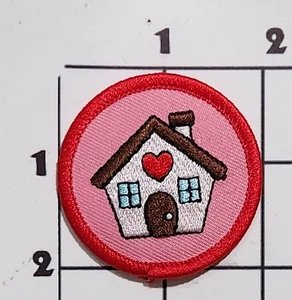 Home Sweet Home Aufnäher rund rosa zum Aufnähen bestickt - Bild 1 von 1
