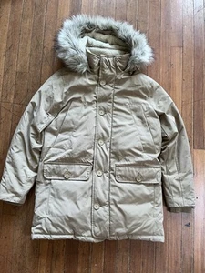Abercrombie Ultra Parka Tan Down Coat Jacket Sherpa Winter Faux Fur Hood Small - Picture 1 of 11