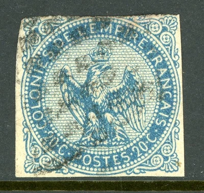 France 1865 Colonies General Issues 20¢ Blue Scott #4 VFU M492 - Image 1 of 4