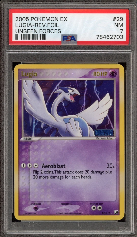 Pokemon Lugia EX Unseen Forces Reverse Holo Rare #29 PSA 7 - Image 1 of 2