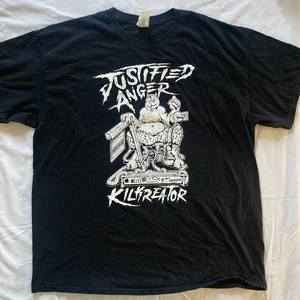 T-shirt JUSTIFIED ANGER Kilkreator Punk Band nera taglia XL vintage RARA - Foto 1 di 6