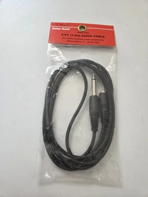 RADIO SHACK  6-FT 1.8m Audio Cable to 1/4” Phono Plug New Old Stock 42-2373 - Image 1 of 4