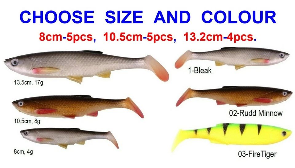 SAVAGE GEAR 3D BLEAK PADDLE TAIL SHADS PIKE PREDATOR FISHING SOFT BAIT LURES - Image 1 of 1