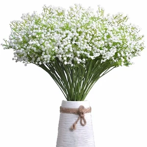 Artificial Flowers, 12 Pcs Fake Flowers Gypsophila Bouquet Fall Flowers(White) - Picture 1 of 9