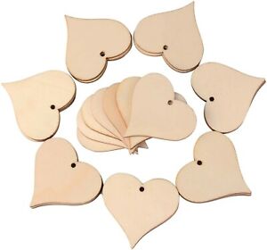 10 Wood Heart Pendants Wooden Charms Unfinished Predrilled Blank Ornaments