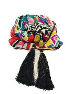 Emanuel Ungaro Paris Flower Print Red Green Pink 100% Silk Tassel Women’s Scarf - Picture 1 of 9