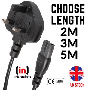 Figure 8 C7 UK Power Cable FOR XBOX X SERIES PLAYSTATION 5 SKY Q Mains Lead Plug - Picture 1 of 8