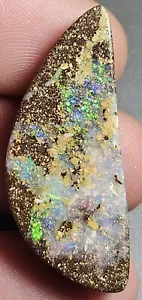 Polished Boulder Opal From Quilpie Green Blue Purple 26.25 Carat Australian Opal - Picture 1 of 14