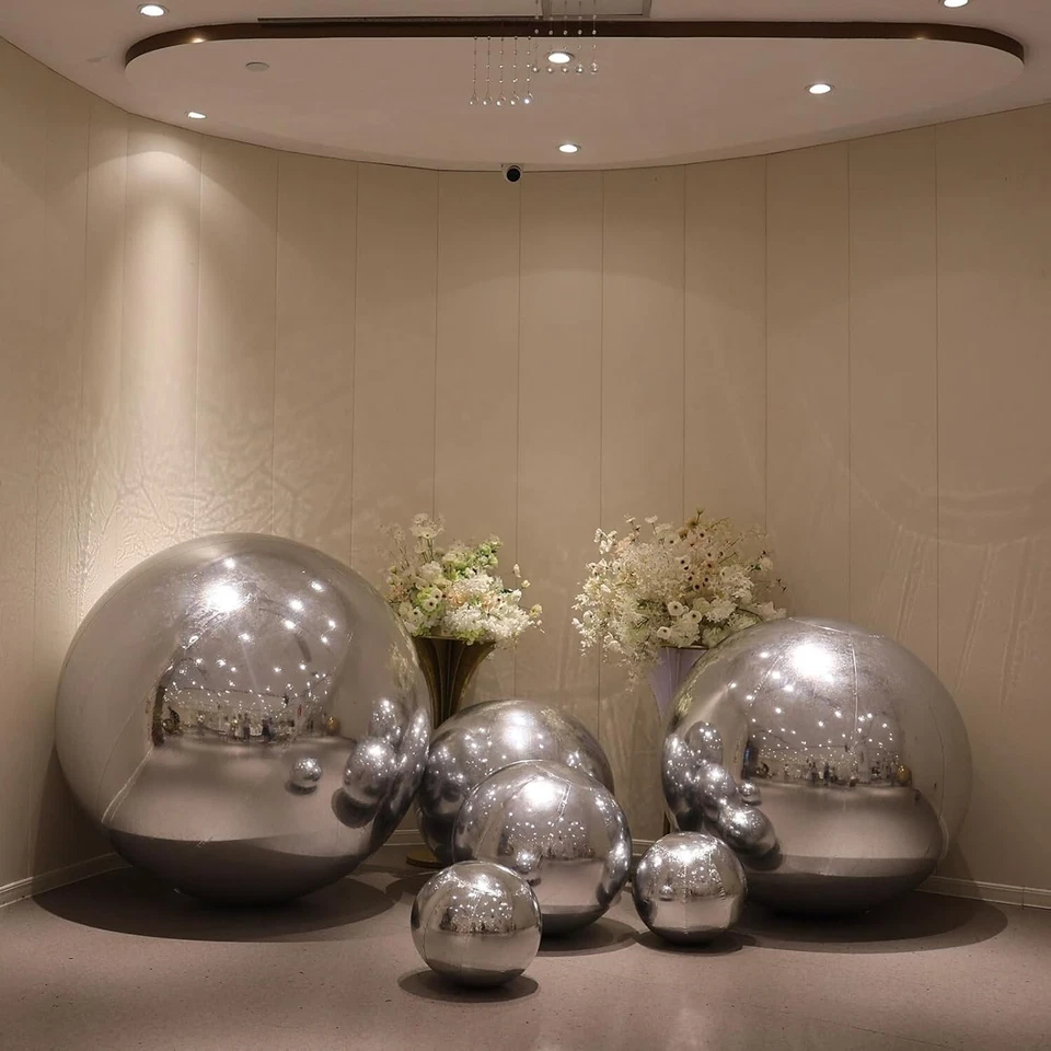Bola de espelho inflável 6 peças hermética grande brilhante bola de discoteca para festa de casamento - Imagem 1 de 4
