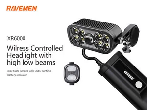 RAVEMEN XR6000 Faro Bicicleta Delantero 6000Lúmenes Lámpara Recargable Inalámbrico - Imagen 1 de 13