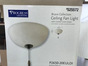 Progress Lighting Bravo 11" Ceiling Fan Light Kit- #525572-Antique Bronze New - Picture 1 of 12