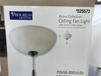 Progress Lighting Bravo 11" Ceiling Fan Light Kit- #525572-Antique Bronze New - Image 1 of 4
