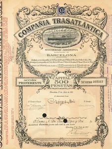 SPAIN TRANSATLANTIC COMPANY stock/bond certificate - Picture 1 of 1