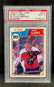 Bobby Clarke Auto PSA 1983 O-Pee-Chee #262 Graded PSA 9 Mint Flyers HOF Auto - Picture 1 of 3