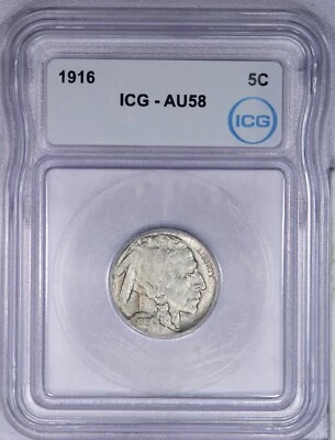1916 Buffalo Nickel 5C ICG AU58 - Image 1 of 4
