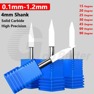 Ø 0.1-12mm Solid Carbide Engraving Bit 15-90 Degree V-shape 4mm Shank CNC Router - Picture 1 of 38