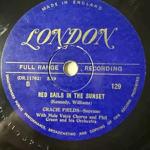10" 78 RPM-Gracie Fields-Au Revoir/Red Sails in the Sunset/London 129 - Imagen 1 de 4