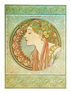 Mucha 1976 Authentic Vintage Art Nouveau Print "Laurier" - Picture 1 of 1
