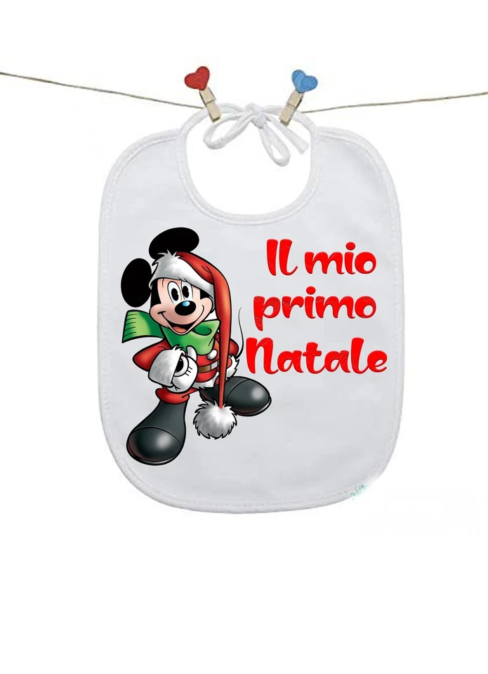 bavaglino personalizzato il mio primo natale topolino  - Immagine 1 di 1