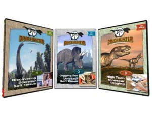 NEW AWESOME SCIENCE MEDIA DINO HUNTER DVD SET EPISODES 1 - 3 DISCOVER DINOSAURS - Picture 1 of 3