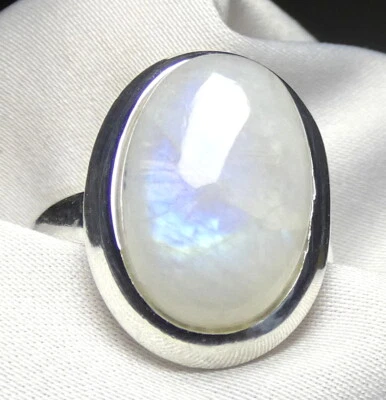 🌙 Mondstein Ring 925 Silber • Gr.54 (17,2) • Groß & edel mit Blauschimmer 💙 - Bild 1 von 4