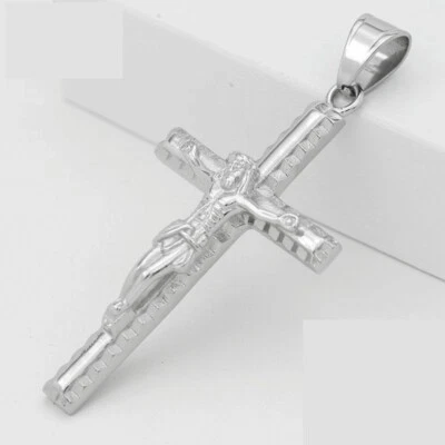 Men's Stainless Steel JESUS CROSS 68mm Pendant High Polish  BOX - Image 1 of 3